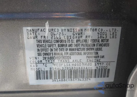 2025 Nissan Sentra Sv z USA, uszkodzony, nr VIN 3N1AB8CV8SY363324